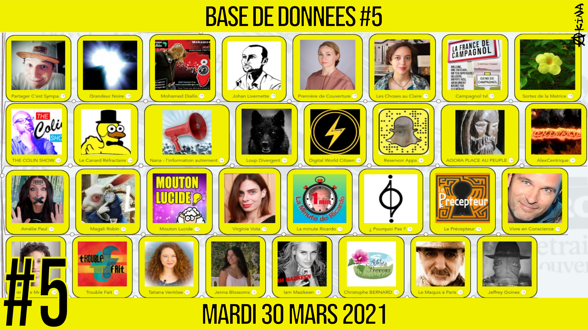 🗂 BASE DE DONNÉES #5 📕 Annuaire des Vidéastes & Lanceurs d’Alerte 5/6 📆 30-03-2021